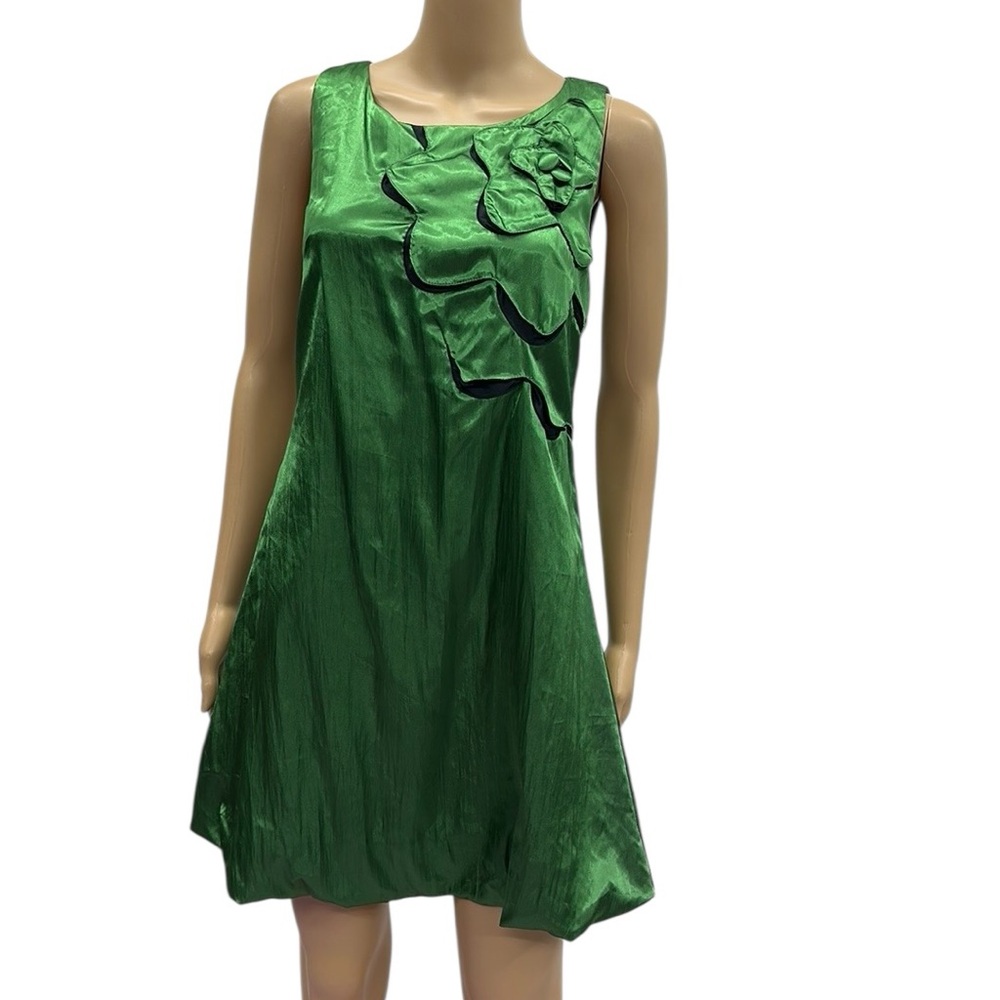 Sugarlips Emerald Green Black Sleeveless Bubble Hem Zip Back Lined Dress Size S